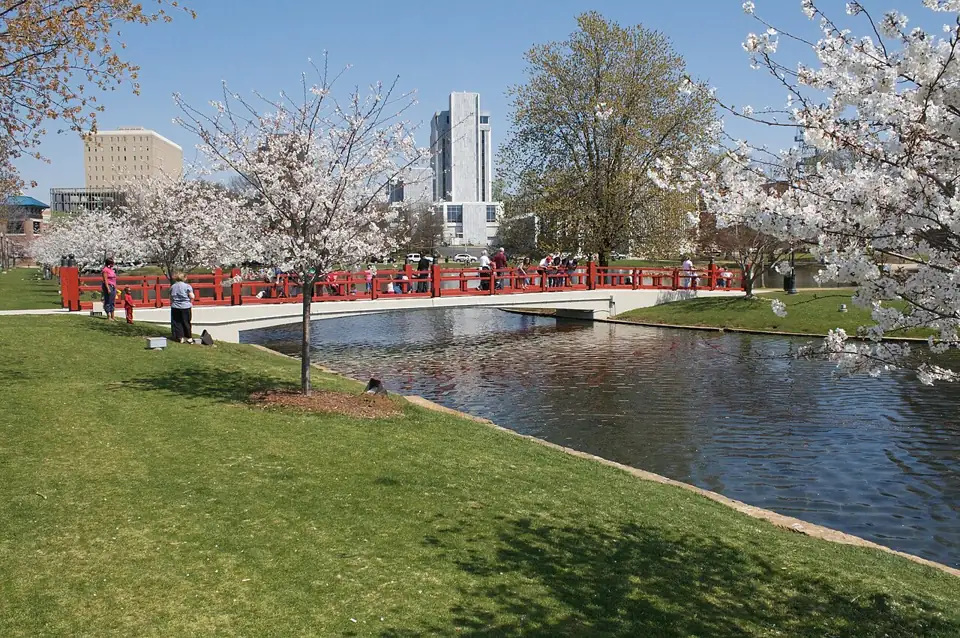 Japanese bridge at Big Spring Park in downtown Huntsville, Alabama