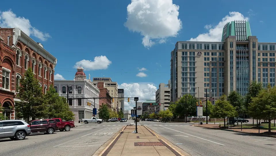 Commerce Street near Tallapoosa Street in downtown Montgomery, Alabama