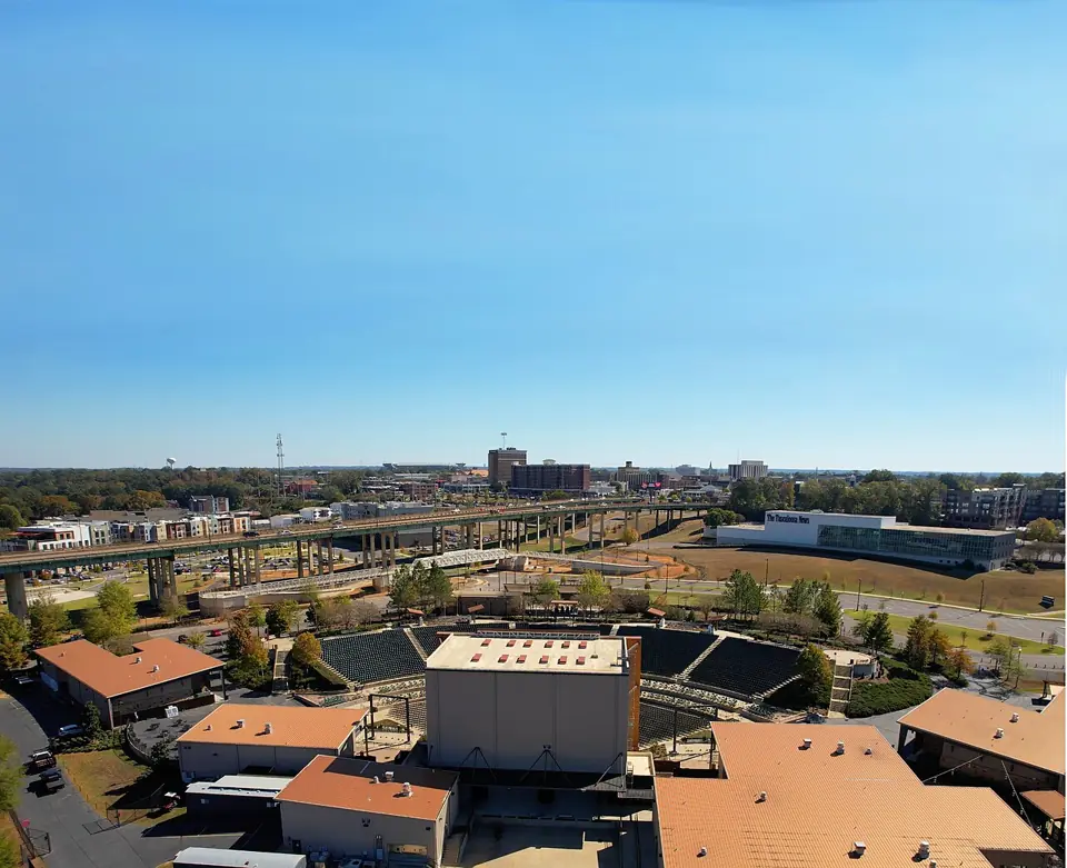 View over the amphitheater toward downtown Tuscaloosa, Alabama
